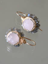earrings Flower rose quartz and labradorite