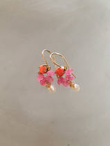 earrings Dancer coral, pink jade, pearl