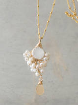Halskette Goddess Mondstein und Perlen