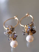 earrings Cluster labradorite and pearl