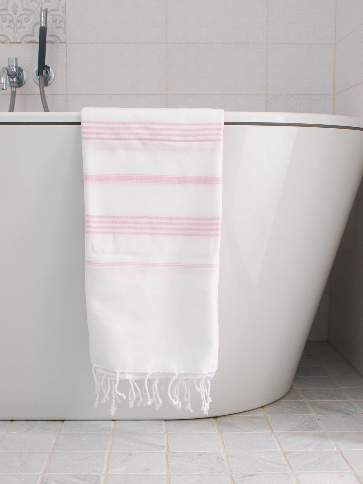 fouta blanc/rose