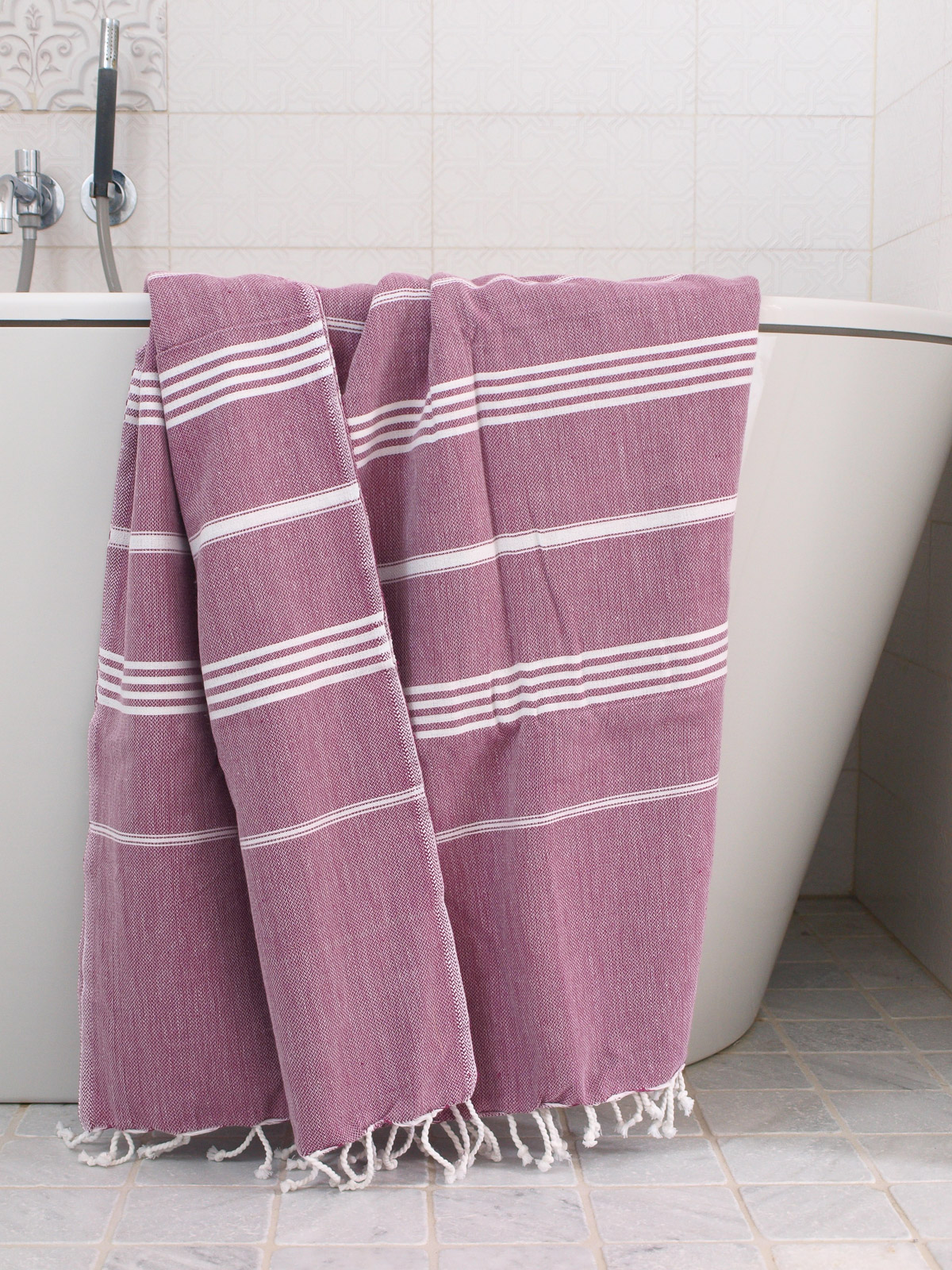 hammam towel raspberry/white