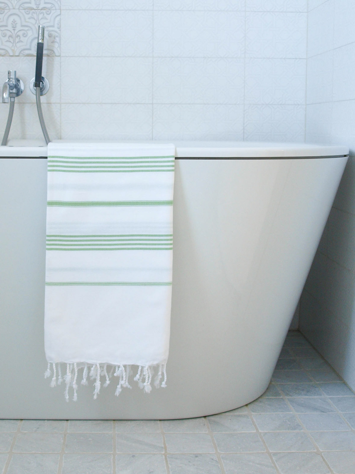 hammam towel white/pistachio green