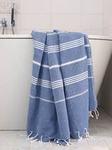 hamamdoek parlementblauw/wit