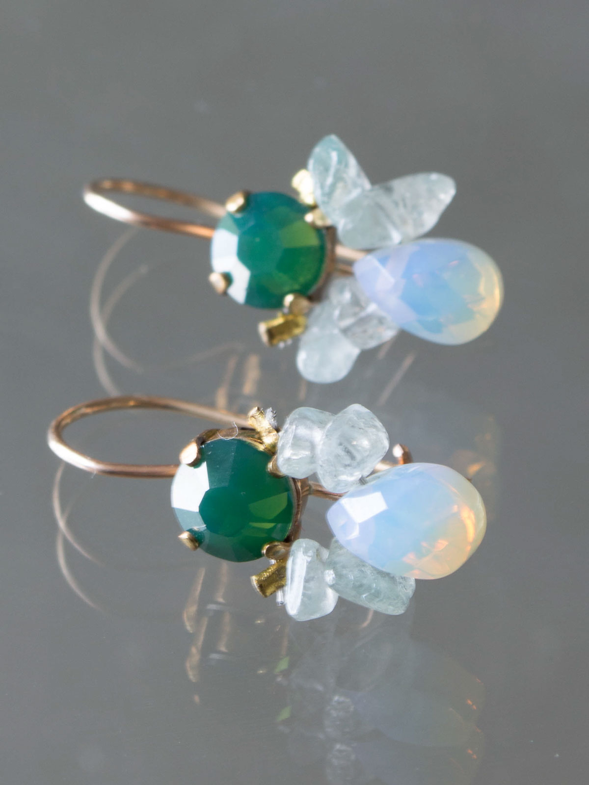 boucles d'oreilles Bee cristal vert, aquamarine