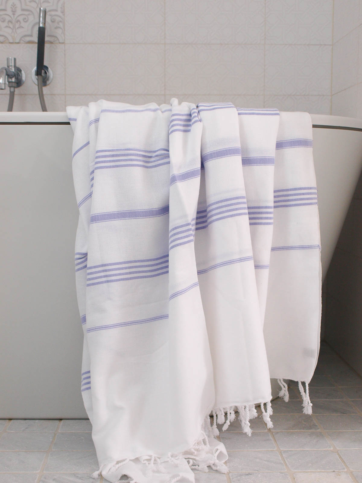 fouta blanc/lilas