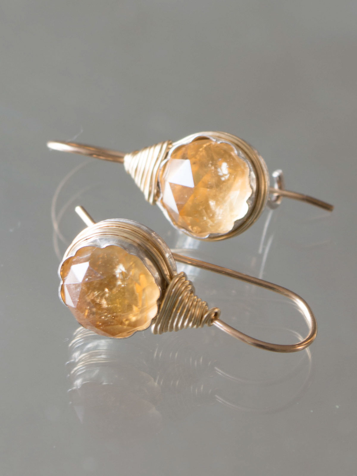 boucles d'oreilles Wire citrine