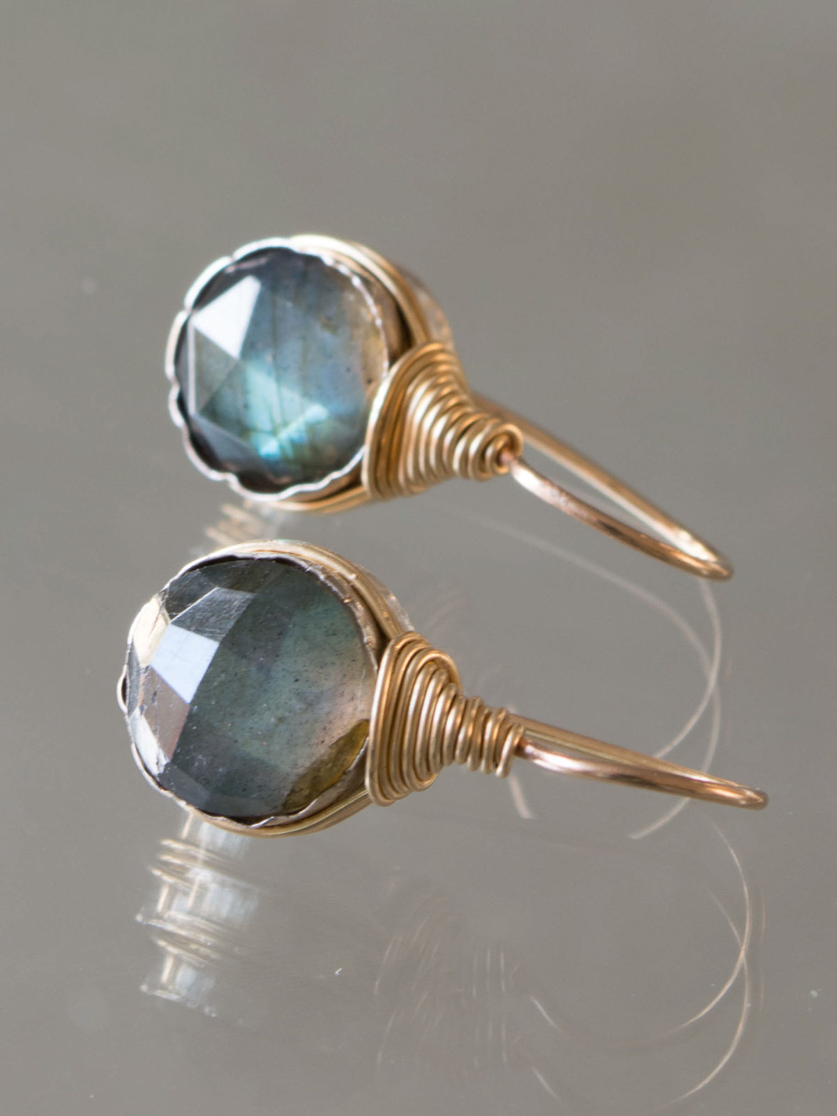 boucles d'oreilles Wire labradorite