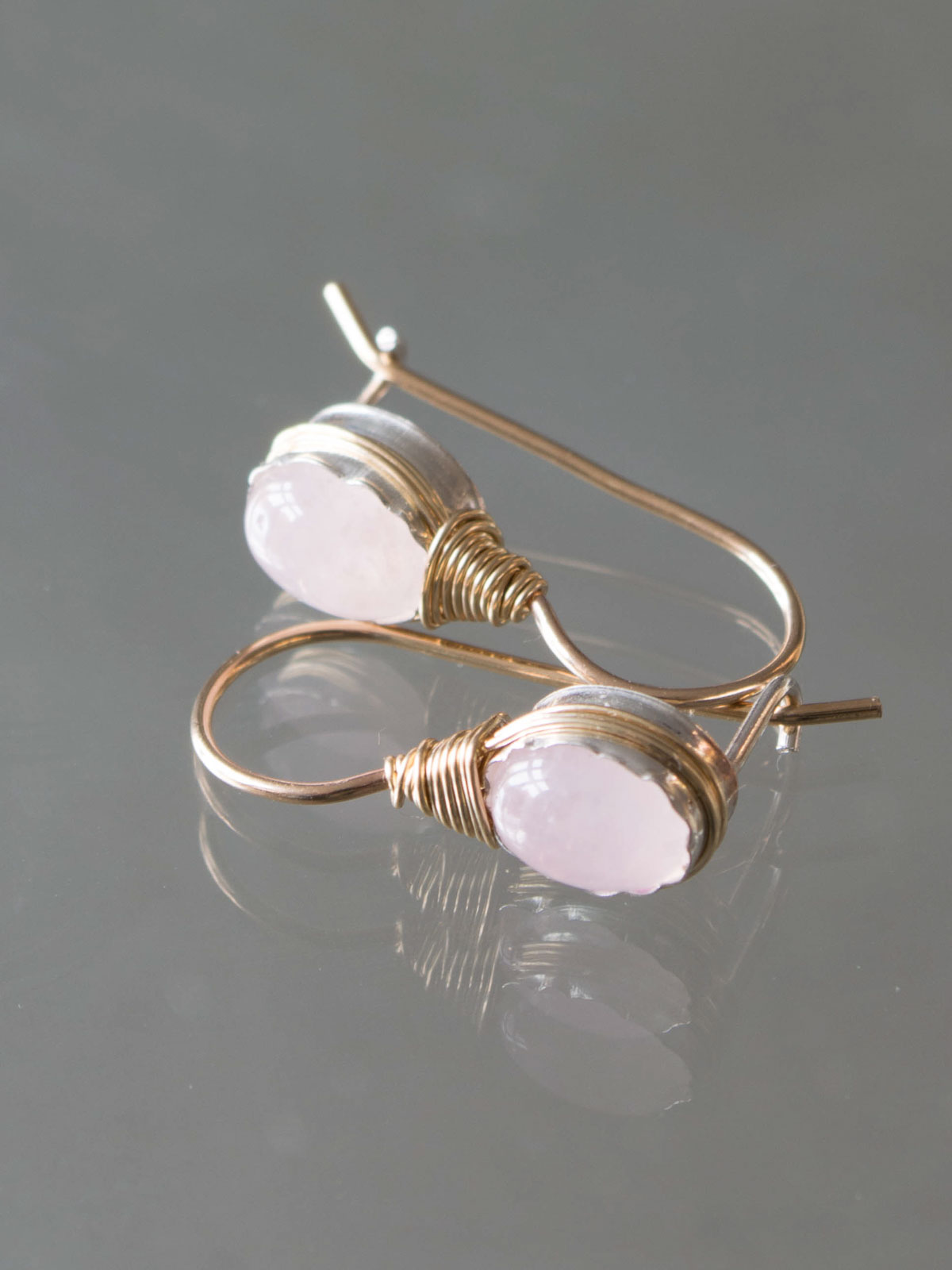 boucles d'oreilles Wire mini, quartz rose