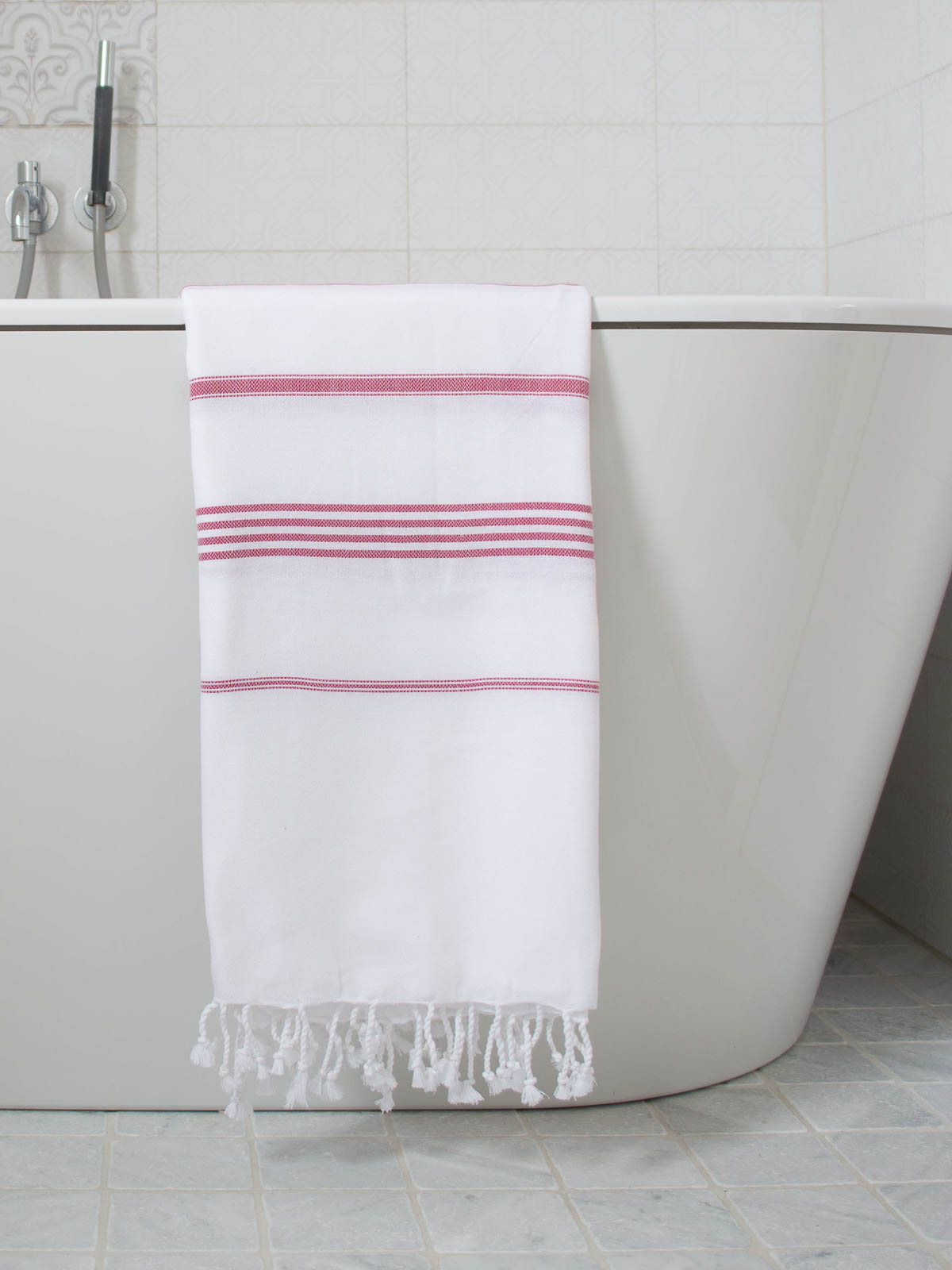 fouta blanc/cerise