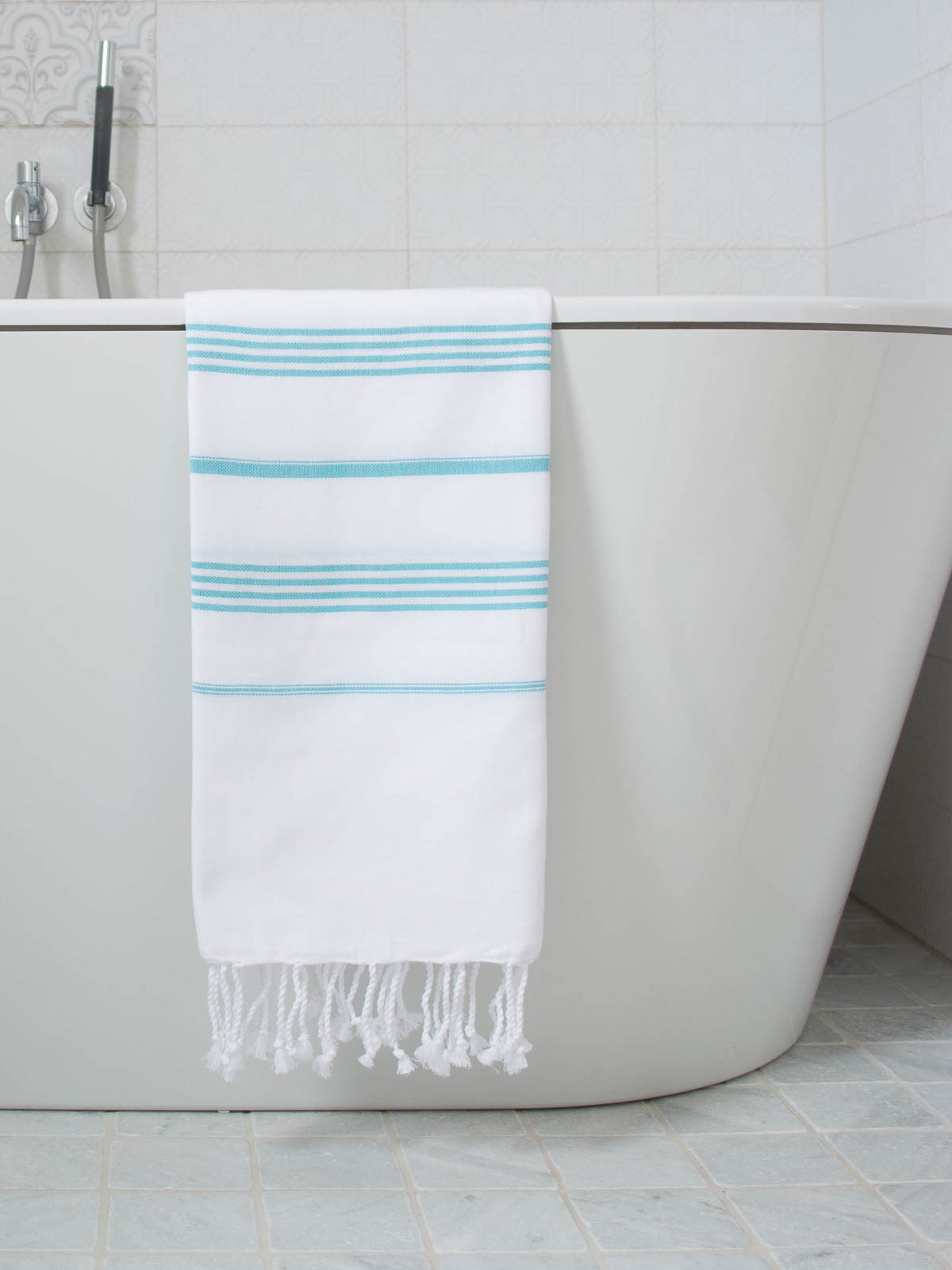 fouta blanc/aqua