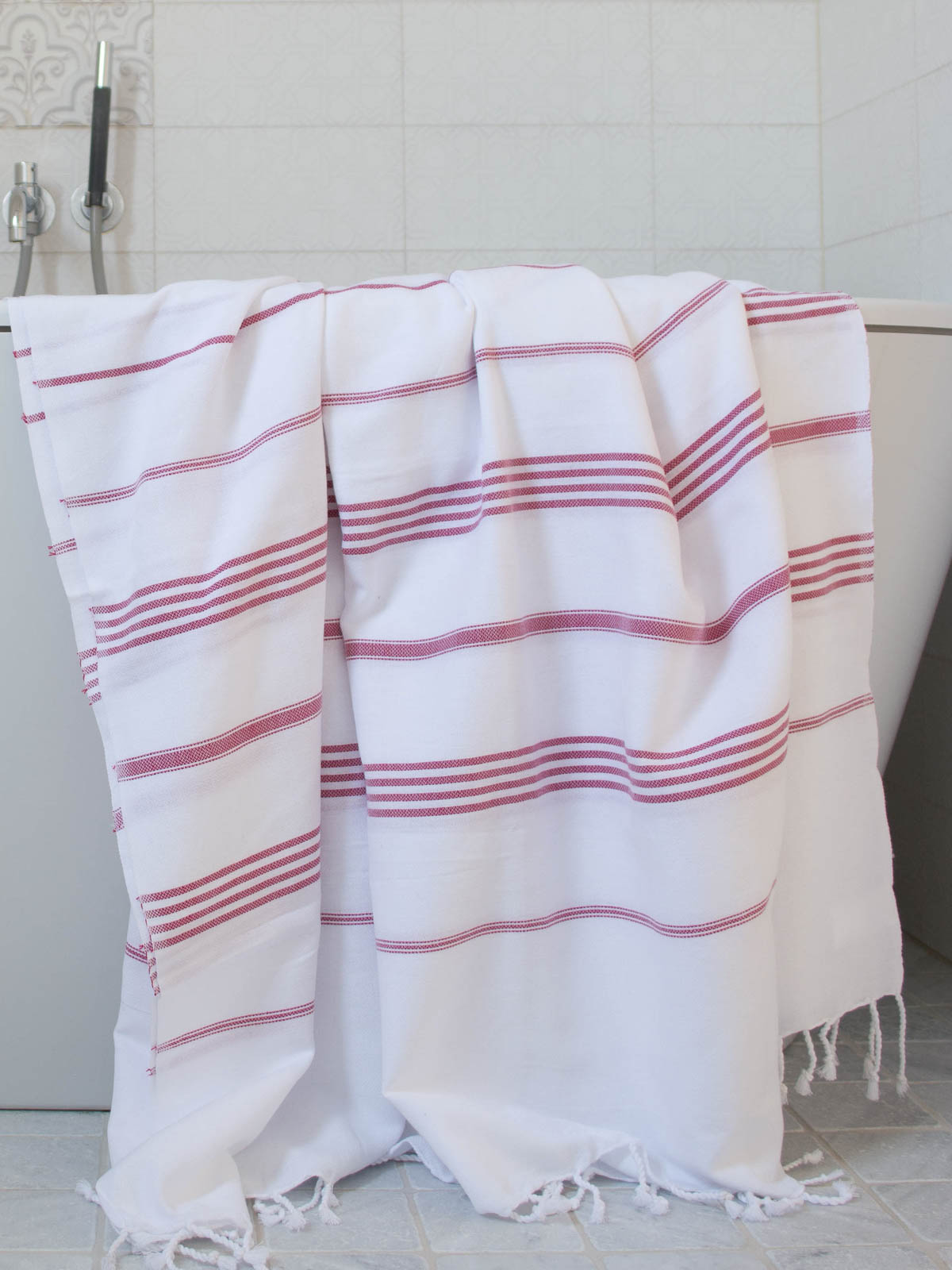 hammam towel white/cerise