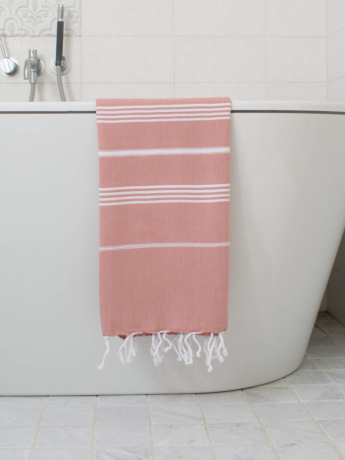 fouta cuivre/blanc