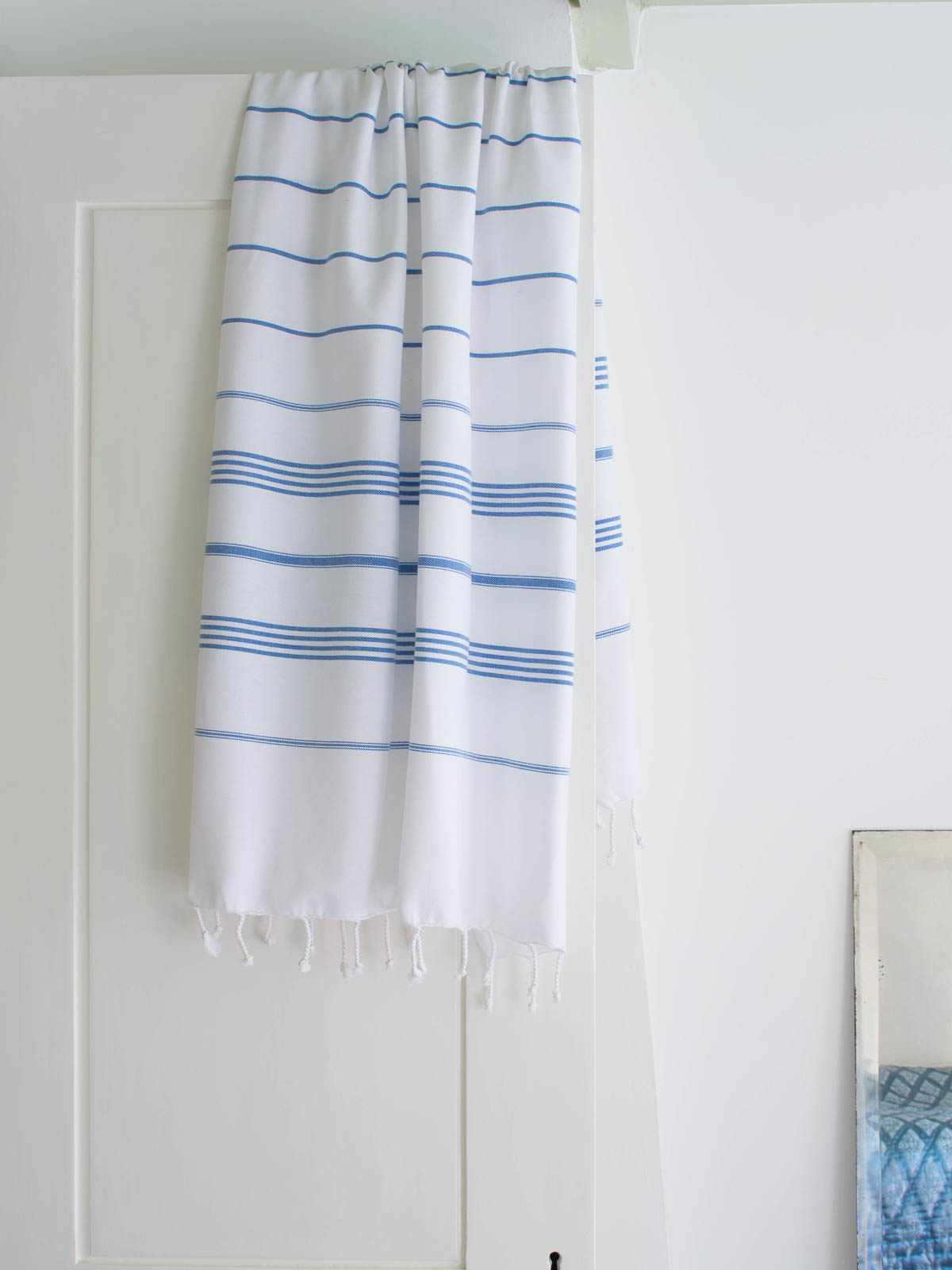 fouta blanc/bleu méditerranéen