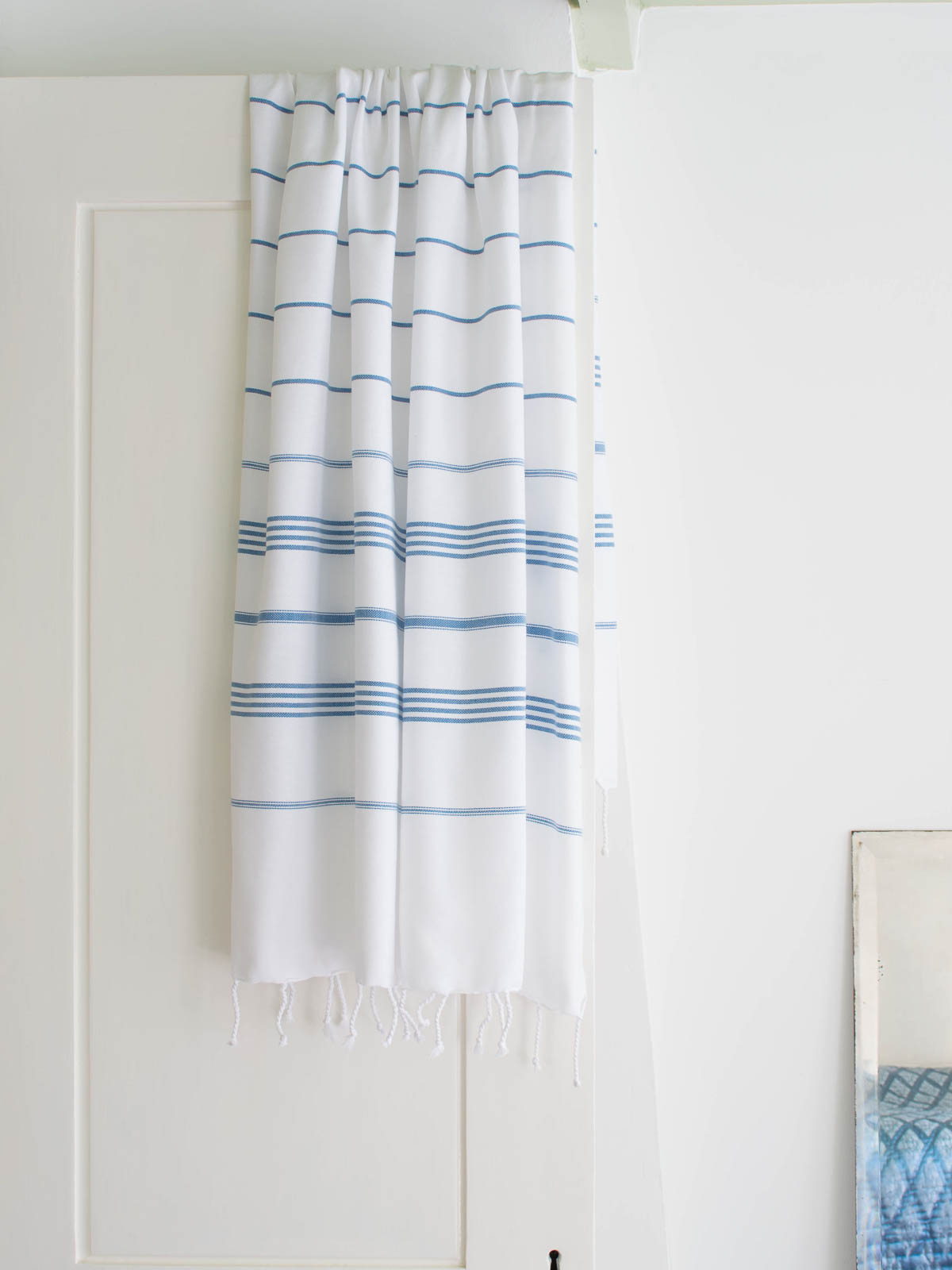 fouta blanc/bleu océan