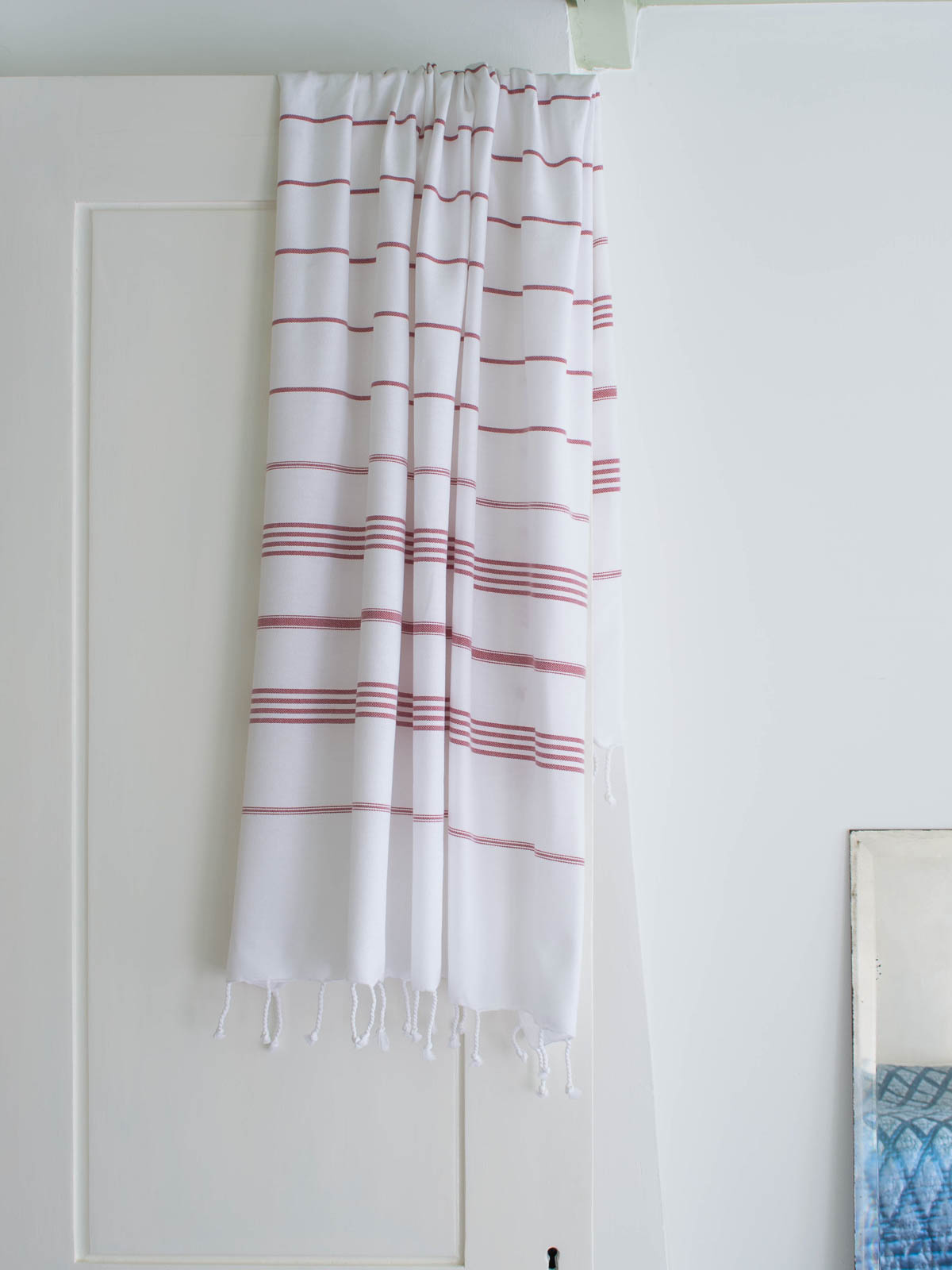 fouta blanc/rouge bordeaux