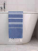 hamamdoek parlementblauw/wit