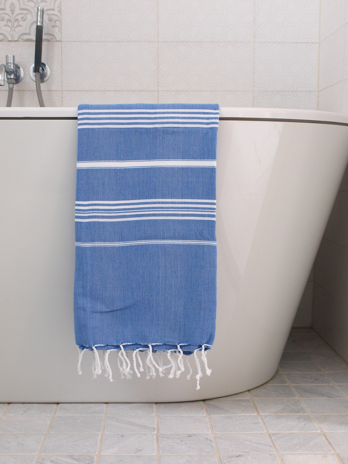 fouta bleu grec/blanc