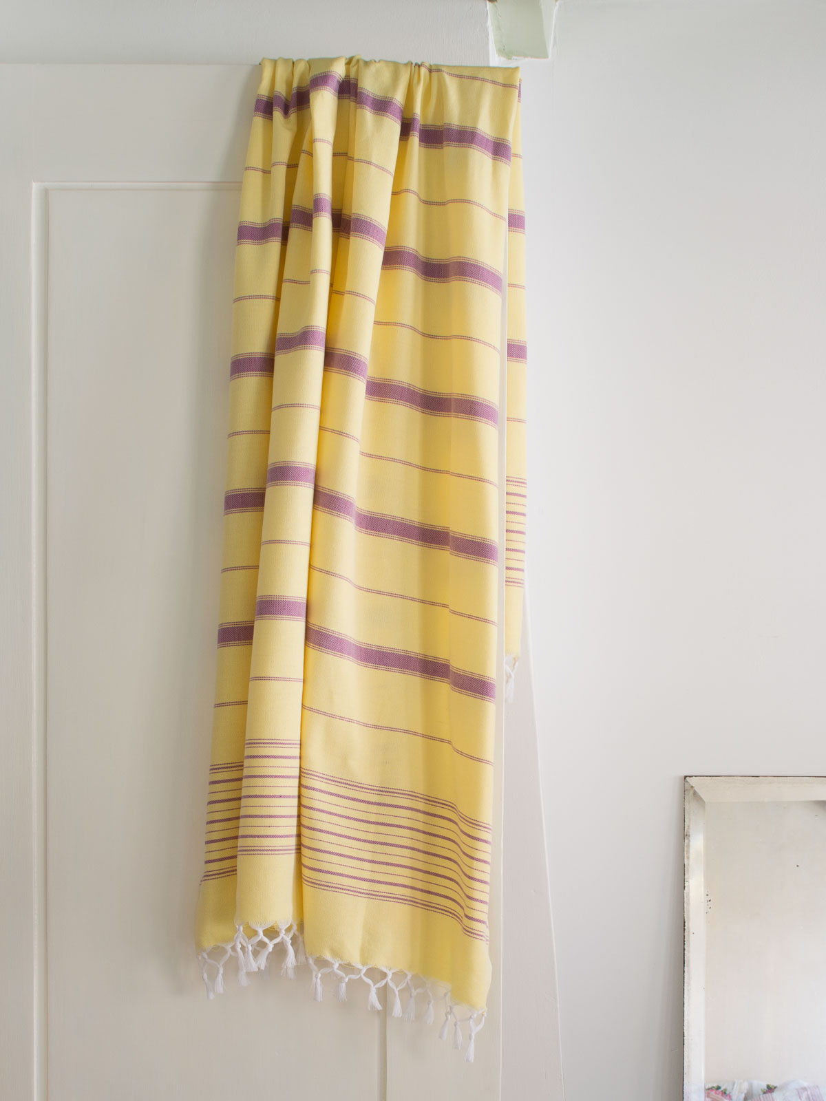 fouta jaune/framboise 170x100cm