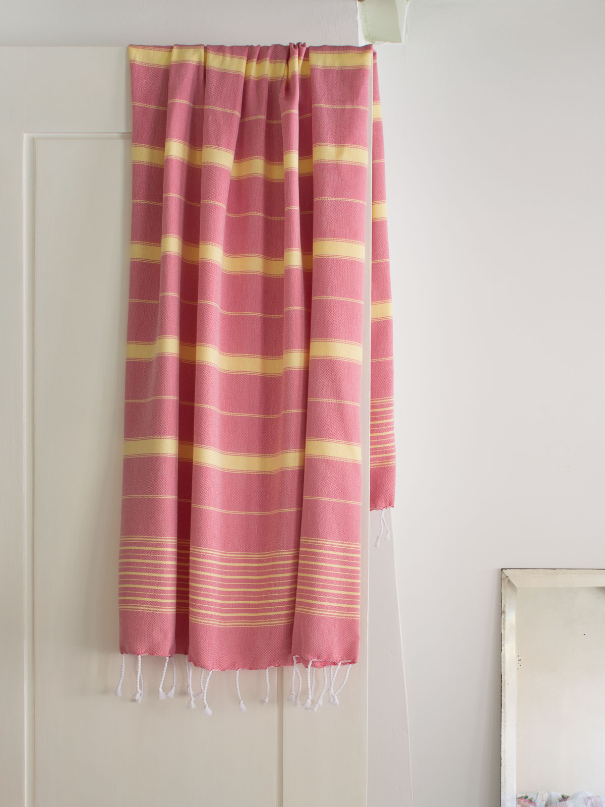 fouta rose tulipe/jaune 170x100cm