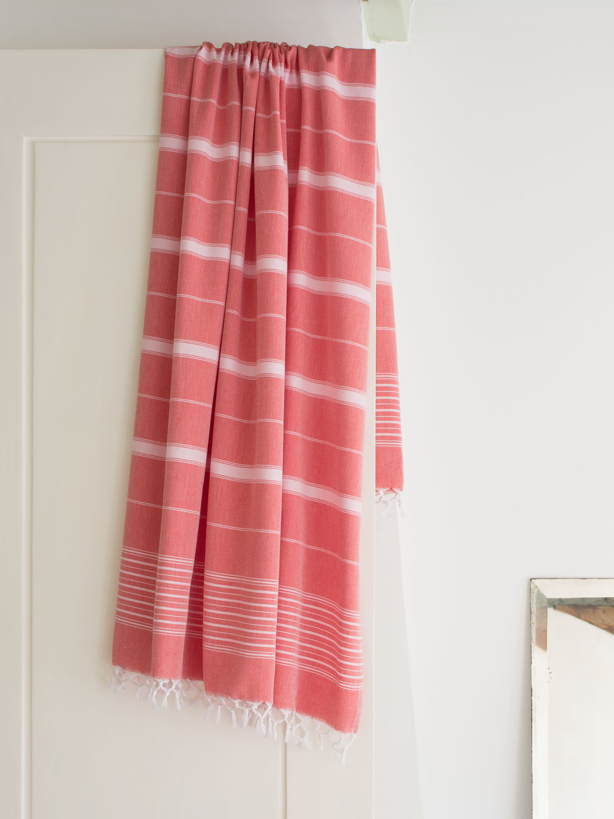 fouta rouge brique/rose 170x100cm