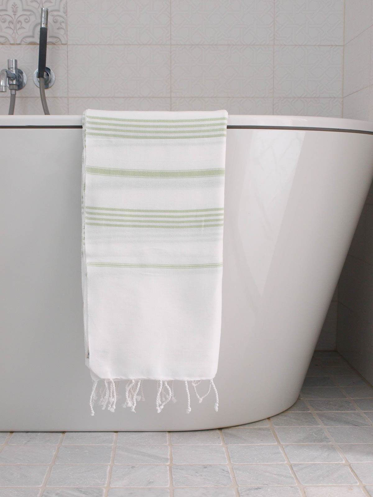 fouta blanc/vert clair