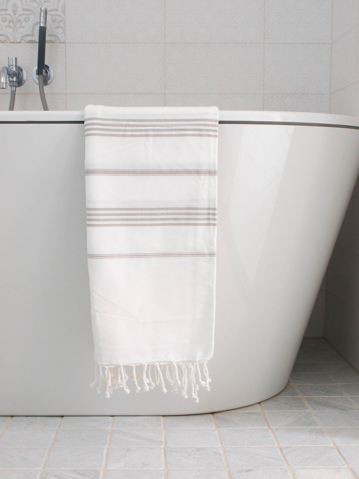 fouta blanc/gris-beige