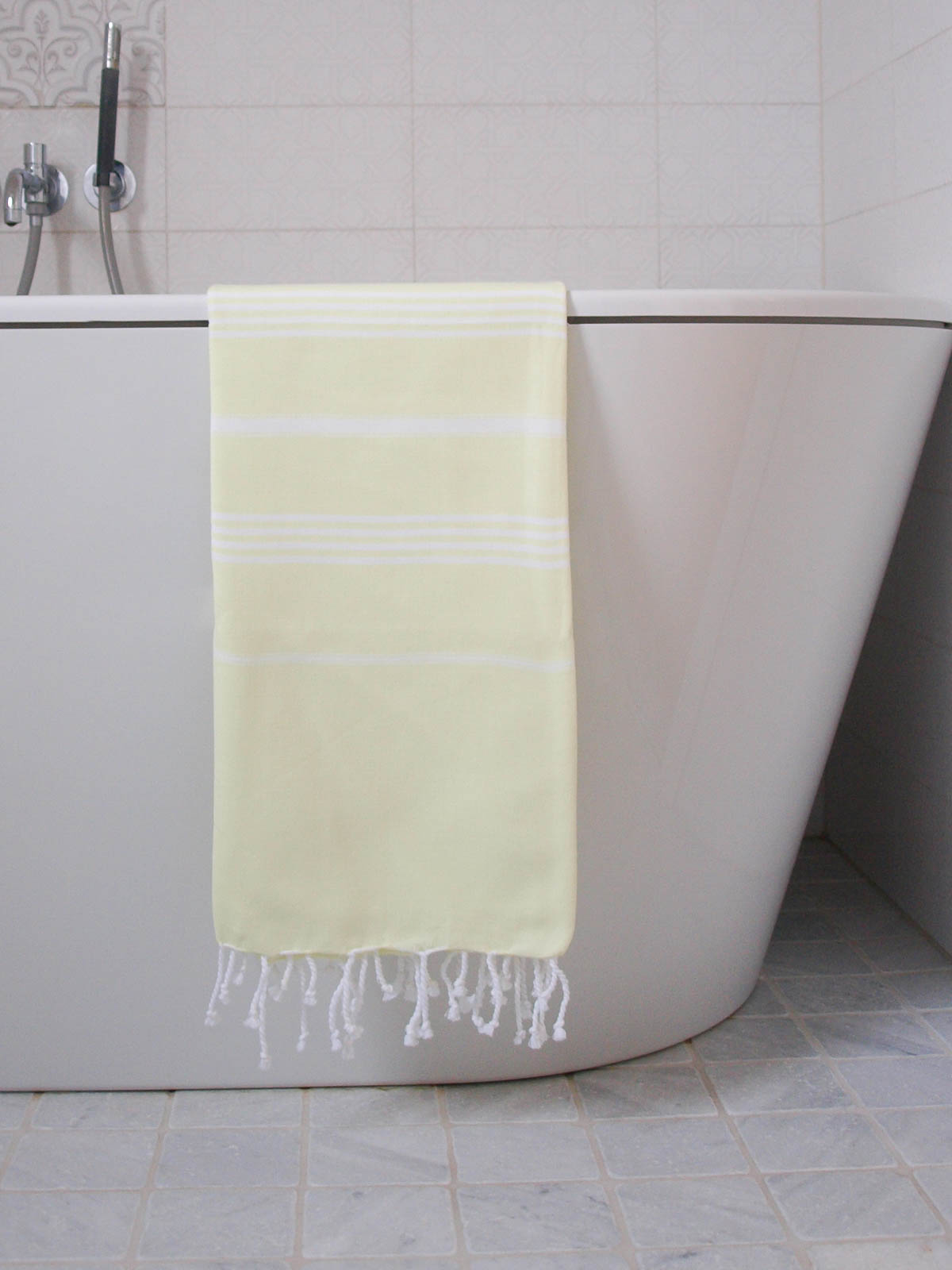 fouta jaune citron/blanc