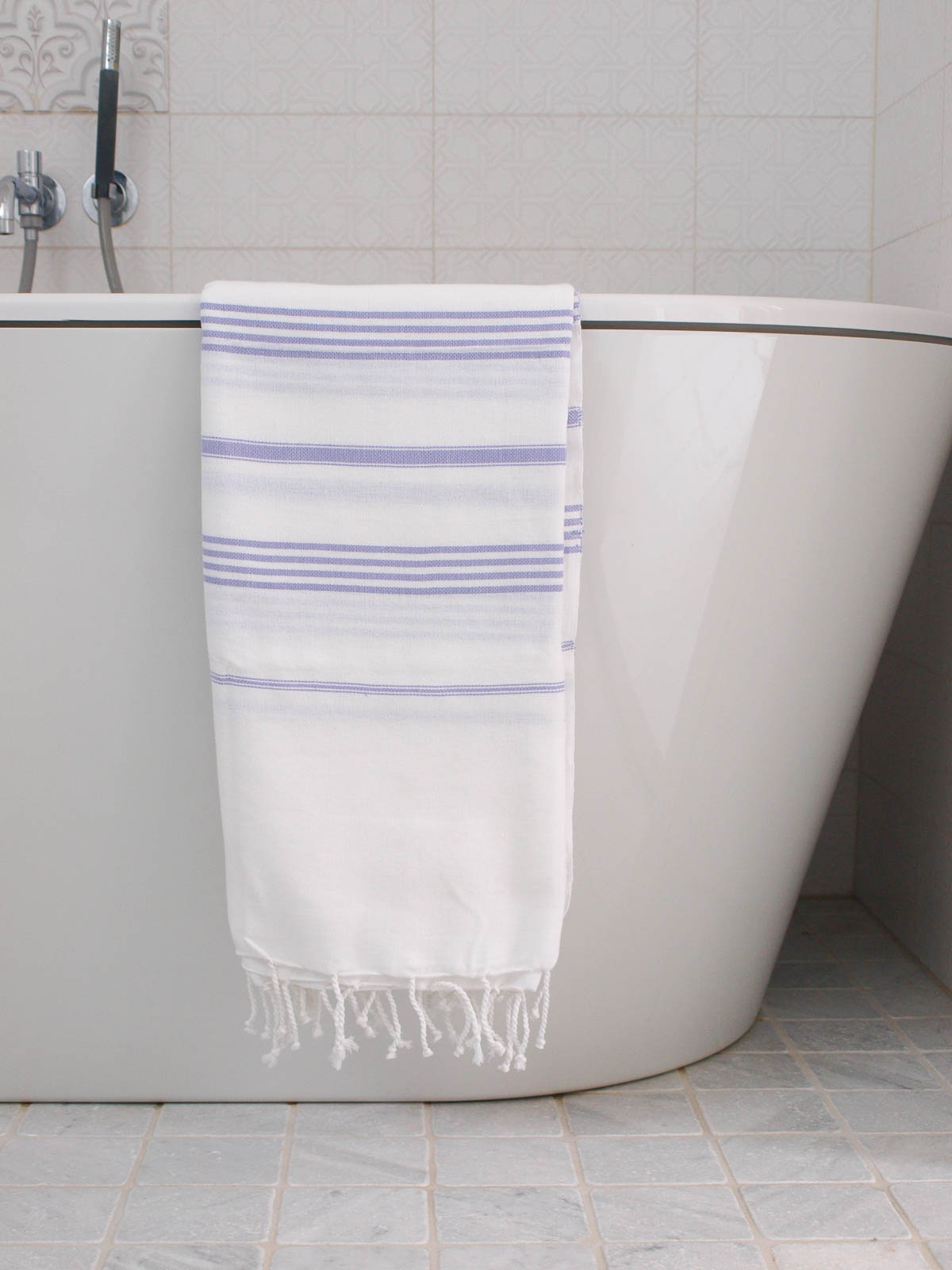 fouta blanc/lilas