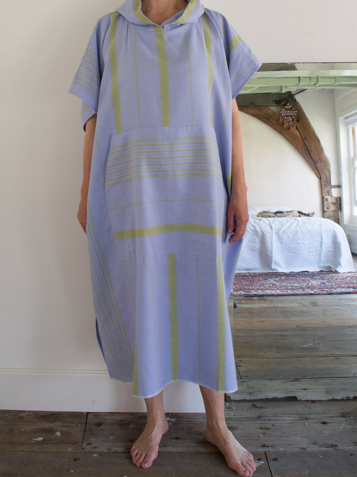 Poncho de surf bleu lavande/vert mousse