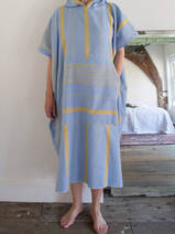 Surfponcho blauw/mosterdgeel