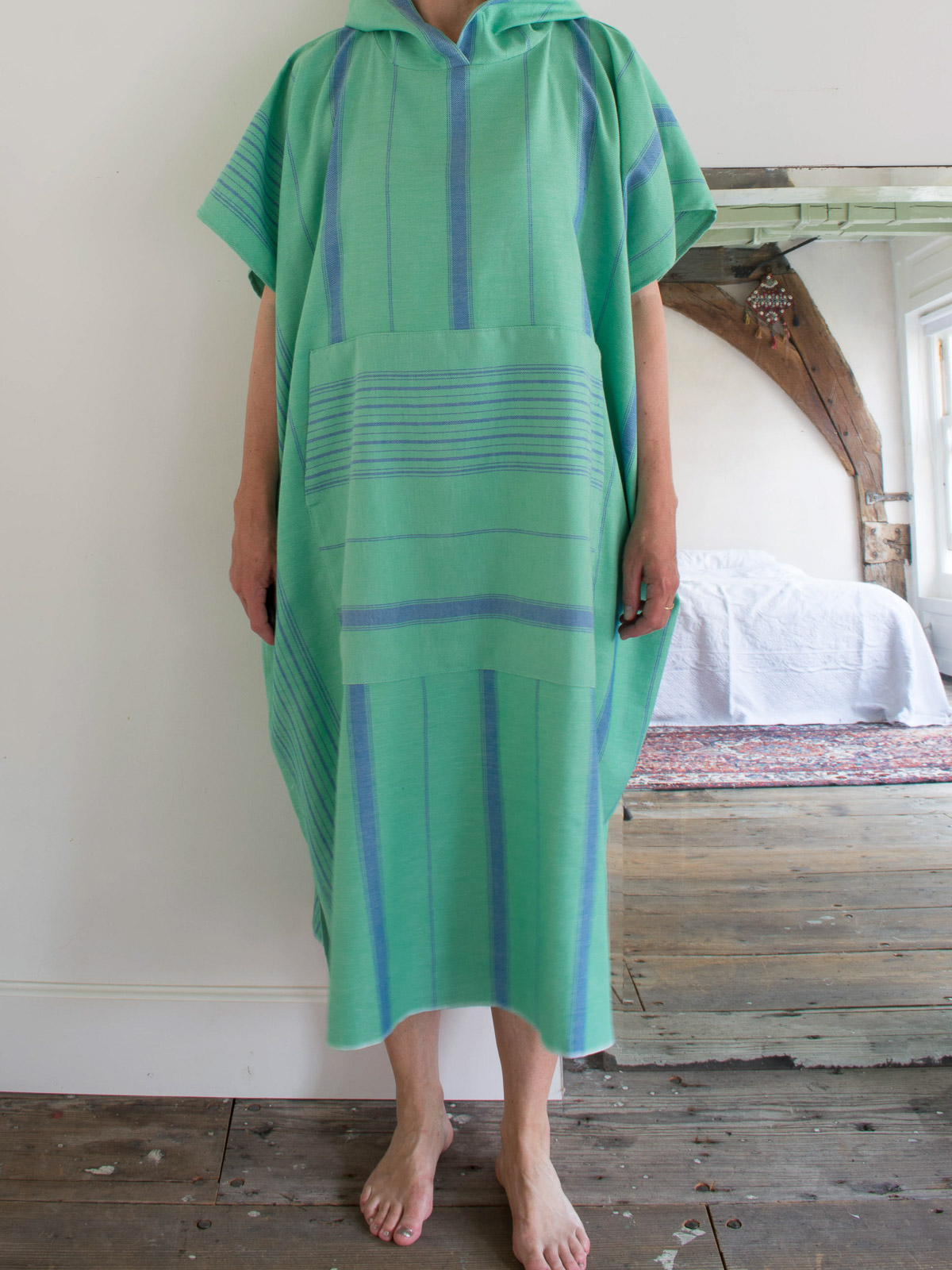 Surfponcho jadegrün/ozeanblau