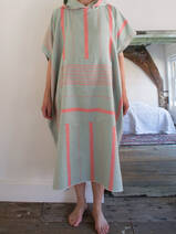 Poncho de surf gris-vert/rouge corail