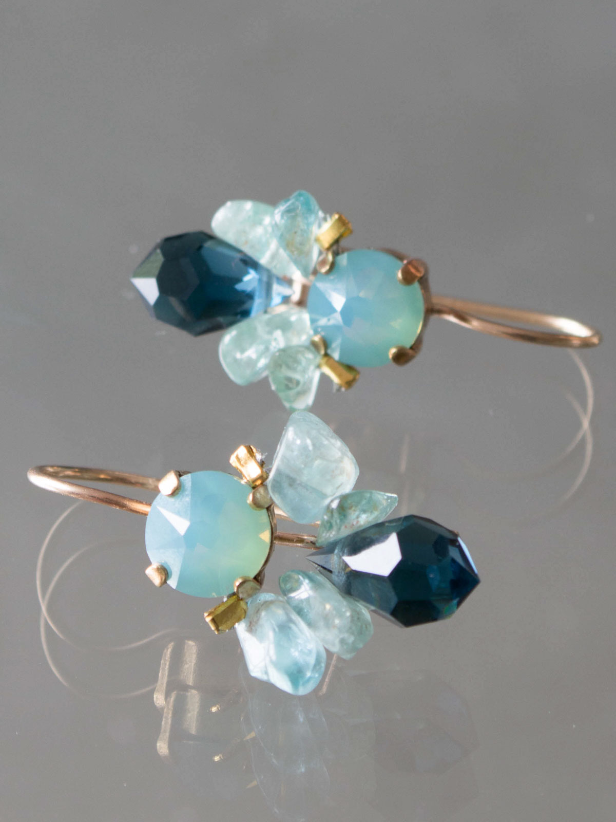 boucles d'oreilles Bee cristal vert et bleu