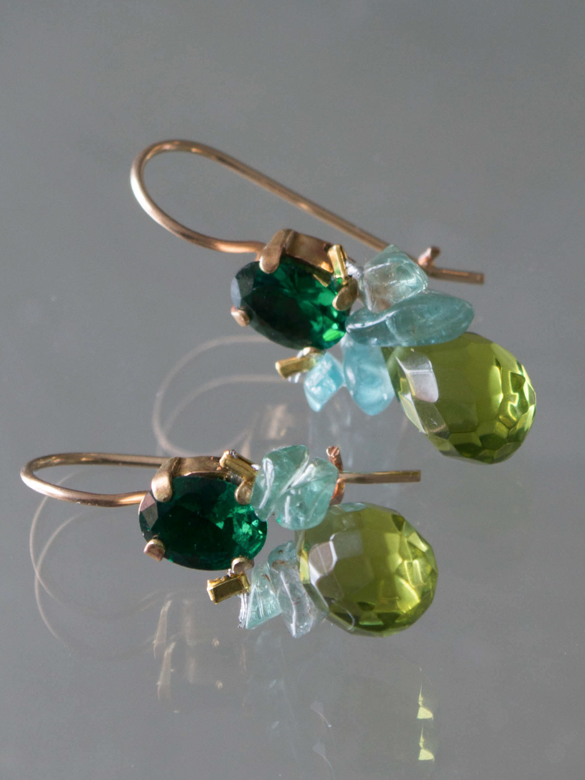 boucles d'oreilles Bee aquamarine, cristal vert