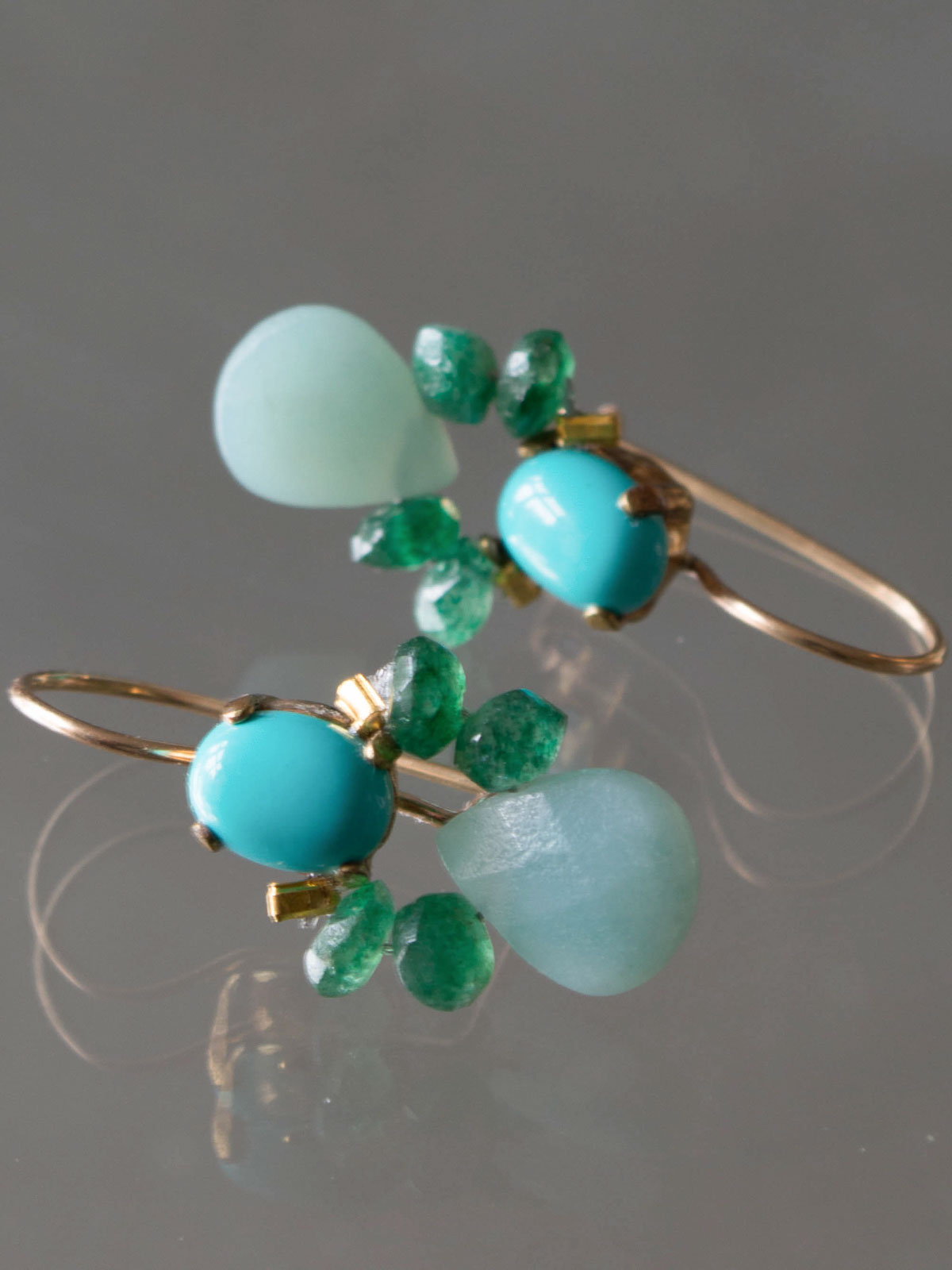 boucles d'oreilles Bee turquoise et amazonite