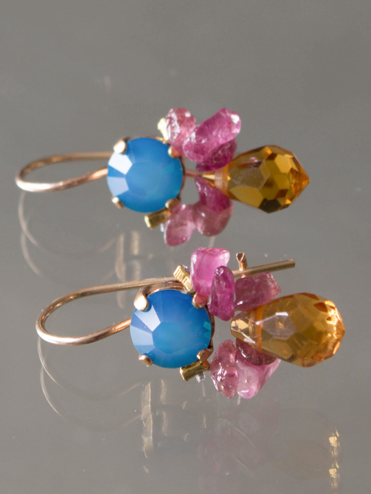 boucles d'oreilles Bee tourmaline, cristal orange