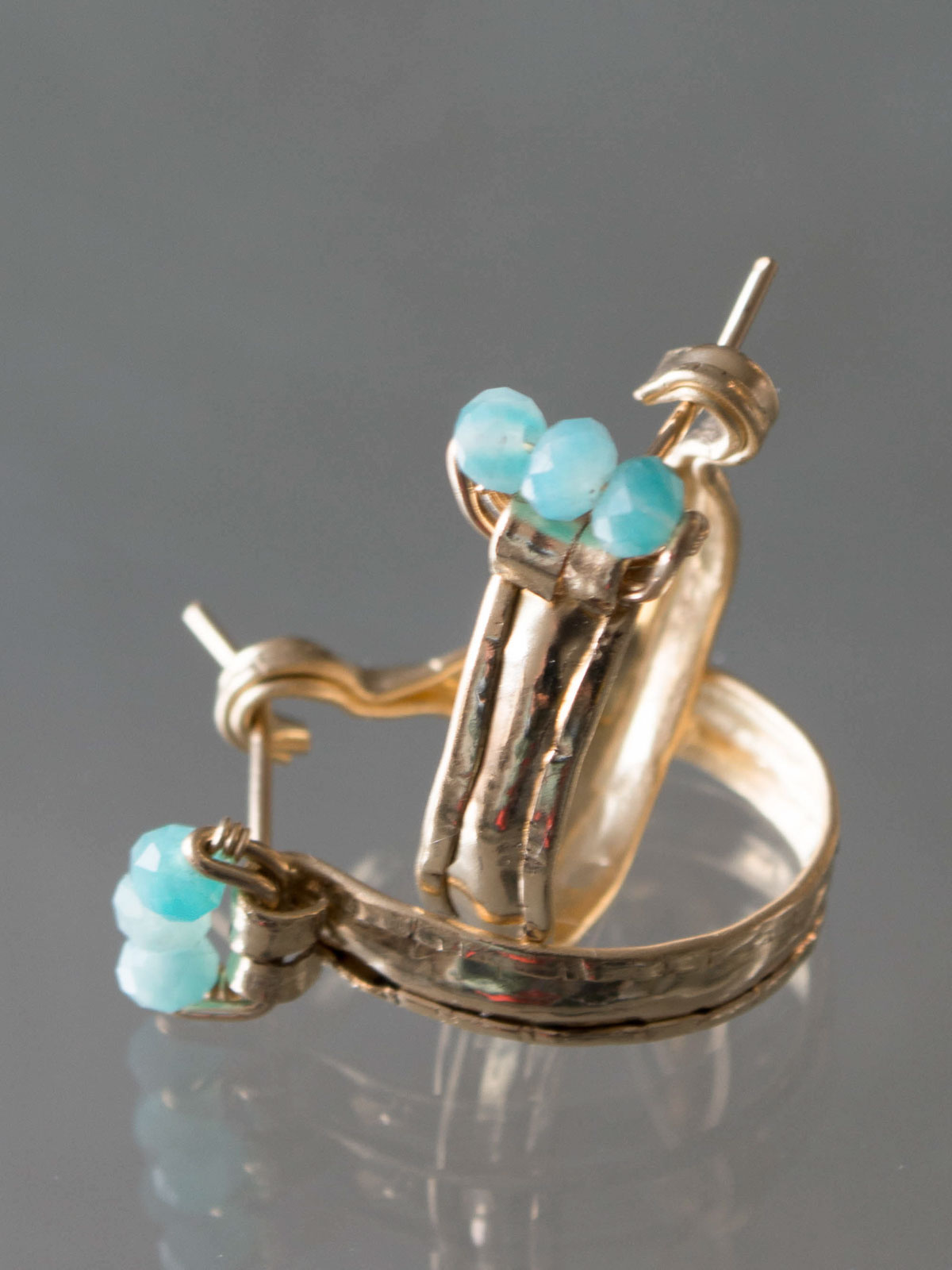 boucles d'oreilles Crown Hoop amazonite, gold-fill