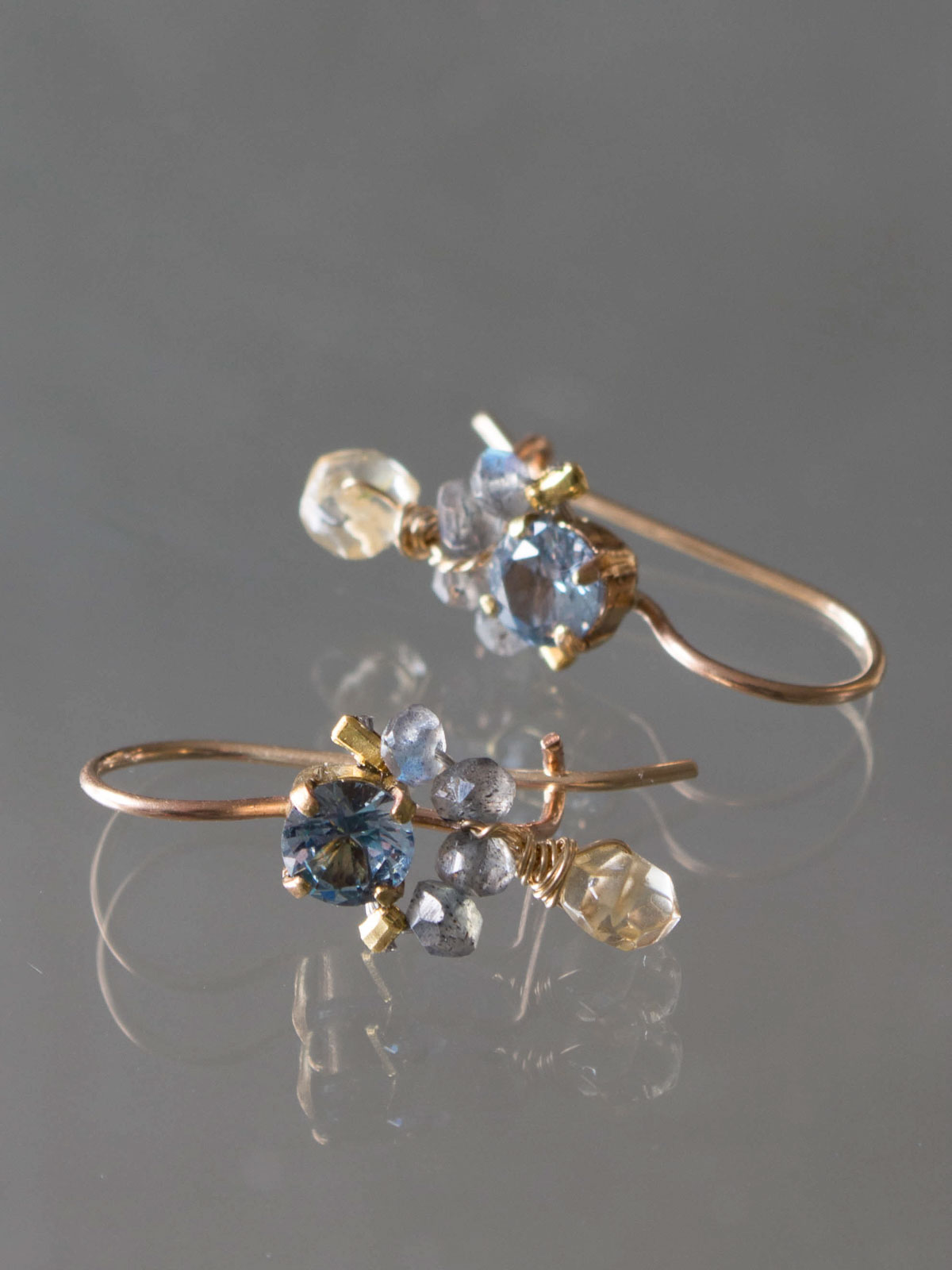 boucles d'oreilles Dancer cristal bleu clair, labradorite