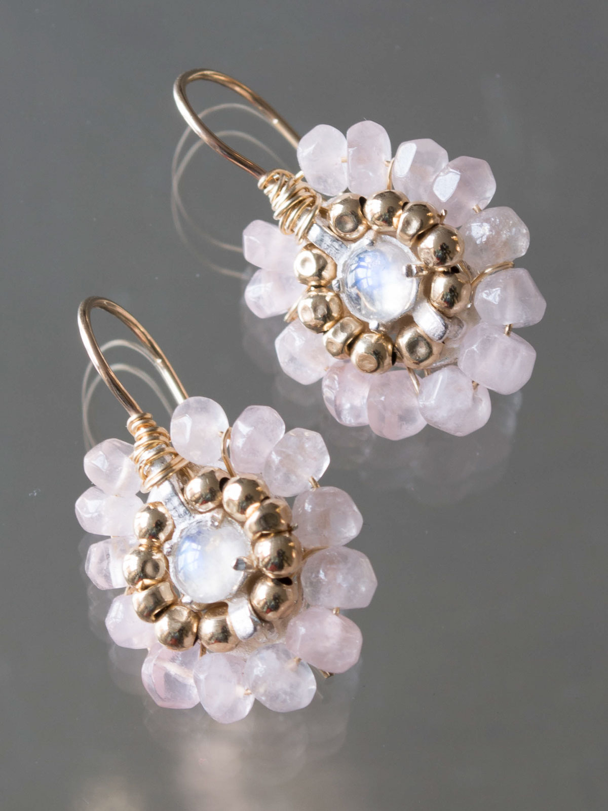 boucles d'oreilles Small Mandala quartz rose