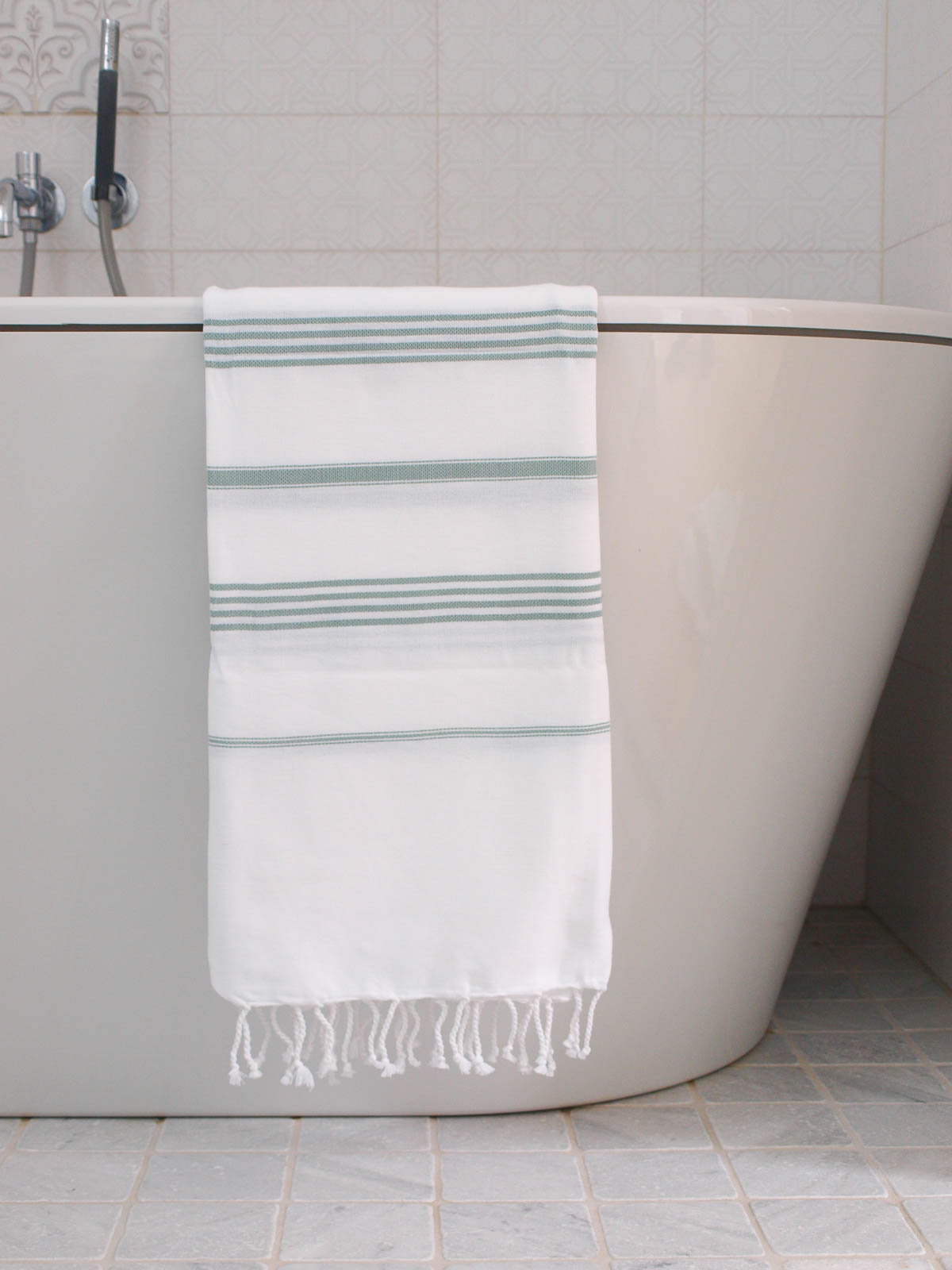 fouta blanc/gris-vert