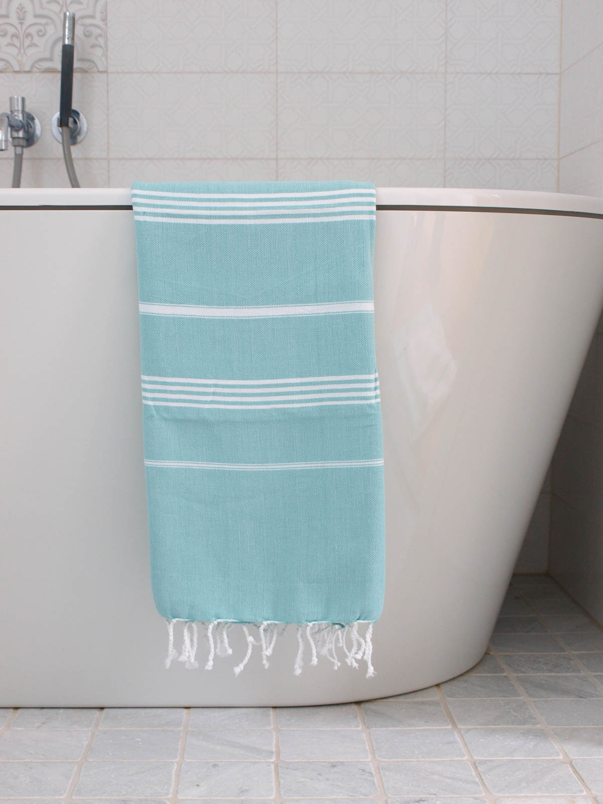 hammam towel dark sea green/white