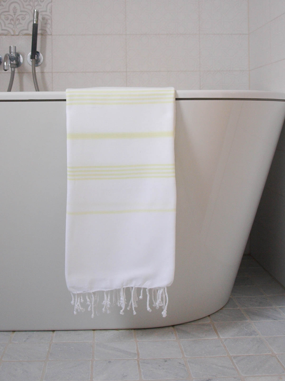 fouta blanc/citron