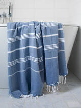 hamamdoek marineblauw/wit