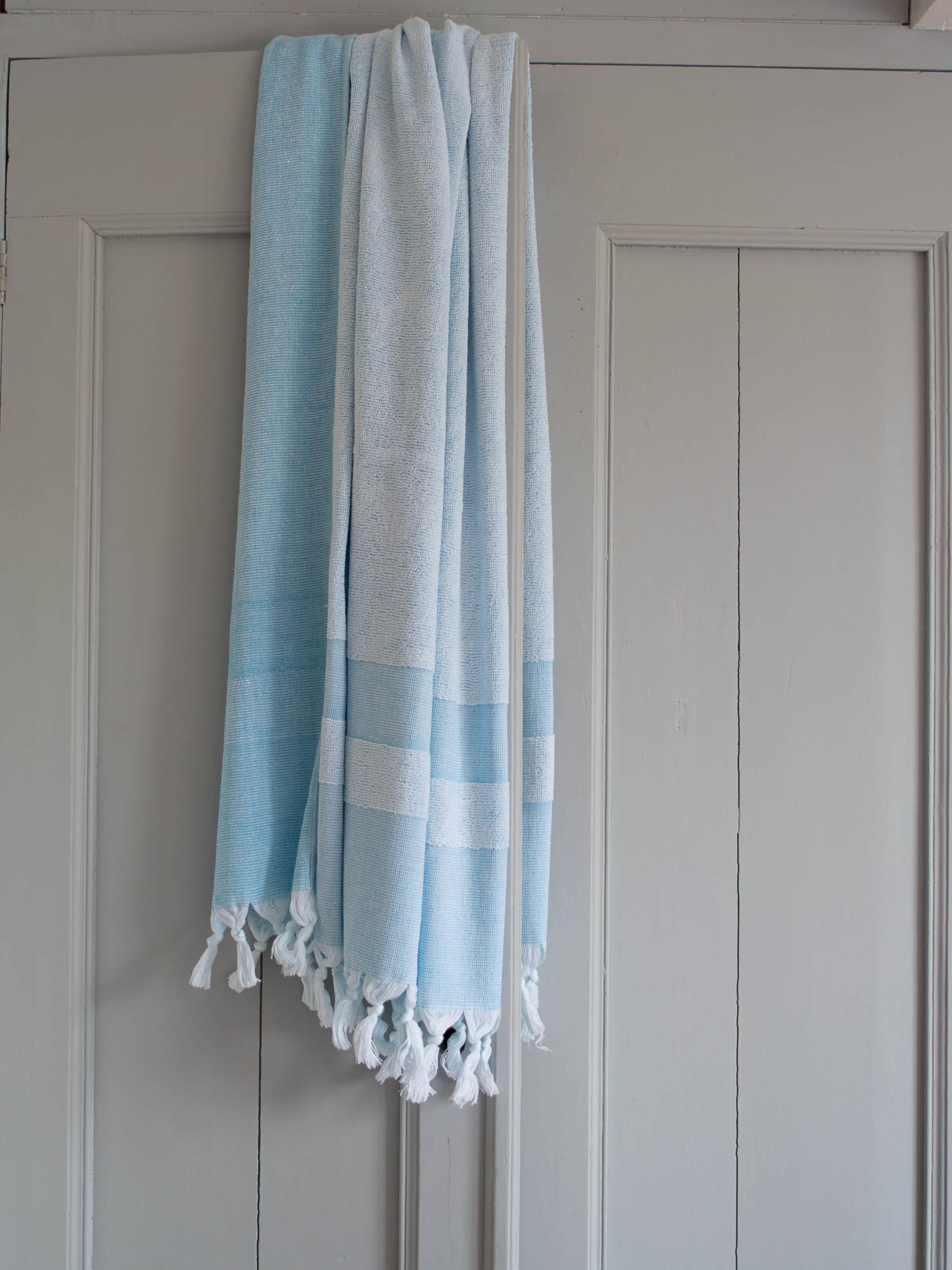 hammam towel with terry cloth, aqua