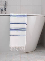 hamamdoek wit/parlementblauw